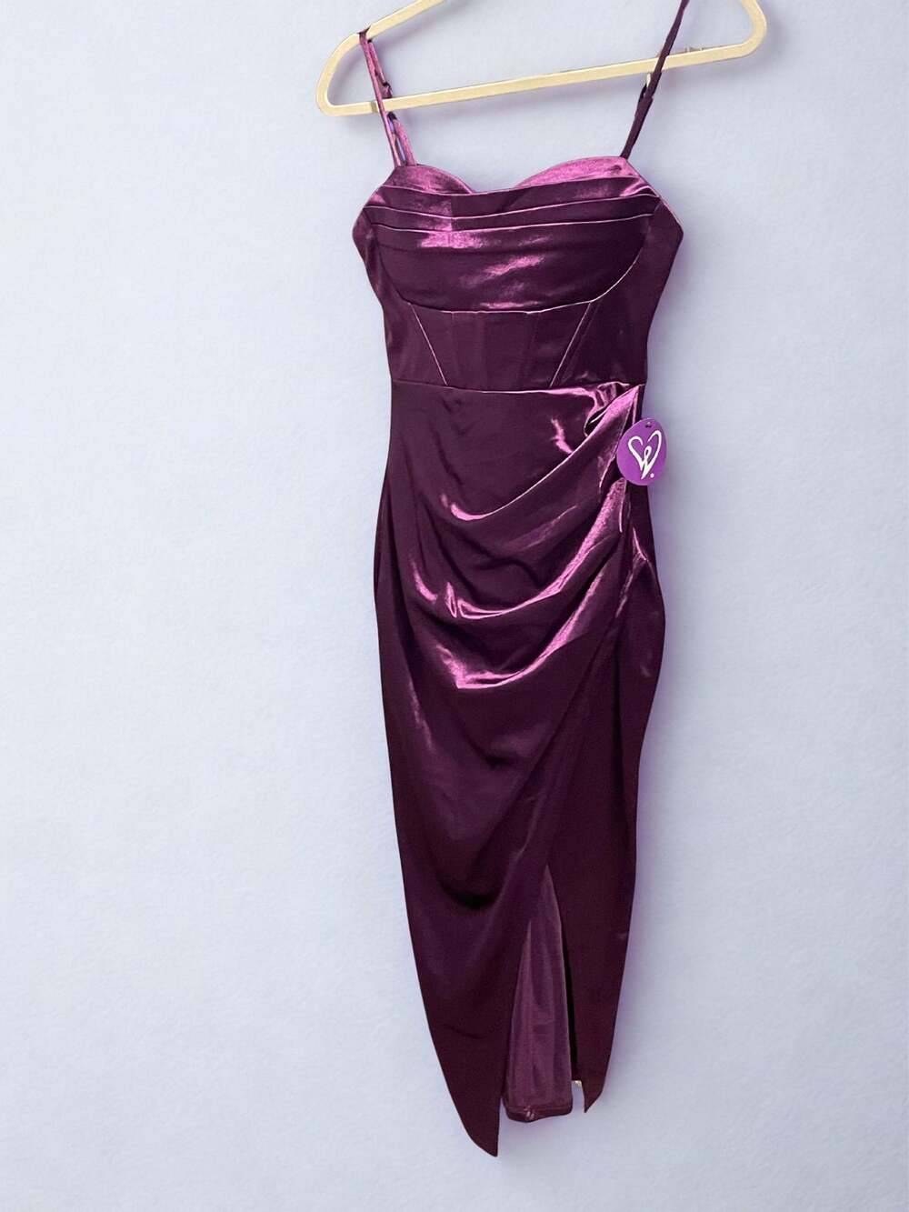 NWT- Windsor- Satin plum midi- Small